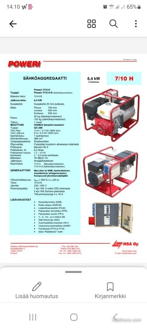 Honda Hs Aggregaatit Nettikone